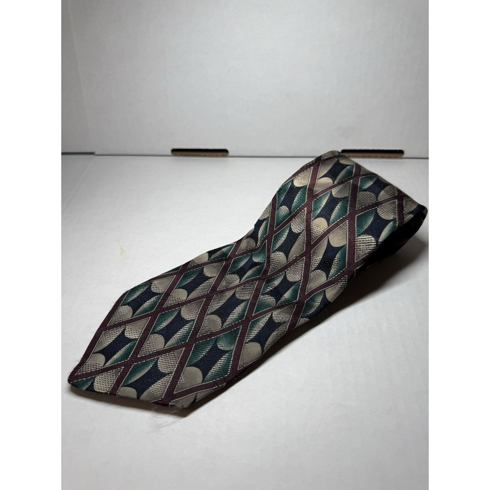 Robert Talbott Best of Class Hand-Made Silk Necktie Geometric X-Long USA‎ Made